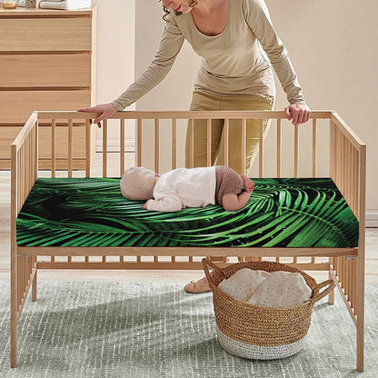 Tropical Palm Leaf Print Baby Crib Sheet