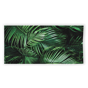 Tropical Palm Leaf Print Beach Towel