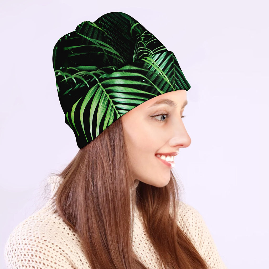Tropical Palm Leaf Print Beanie