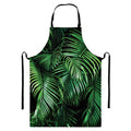 Tropical Palm Leaf Print Bib Apron With Pocket