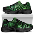 Tropical Palm Leaf Print Black Chunky Shoes