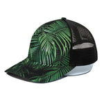 Tropical Palm Leaf Print Black Mesh Trucker Cap