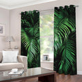 Tropical Palm Leaf Print Dimout Grommet Curtains
