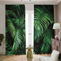 Tropical Palm Leaf Print Dimout Pencil Pleat Curtains