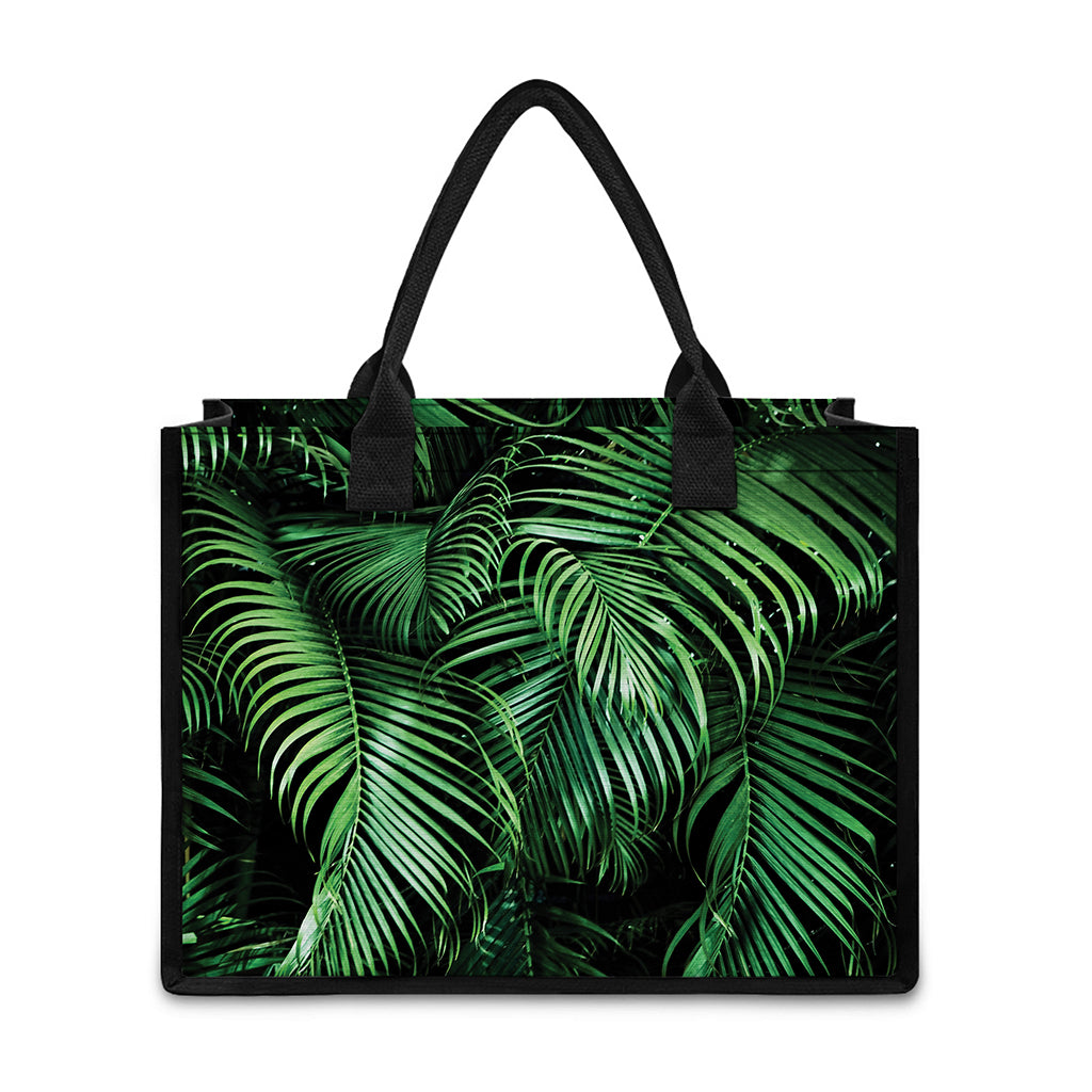 Tropical Palm Leaf Print Canvas Tote Bag