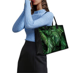 Tropical Palm Leaf Print Canvas Tote Bag