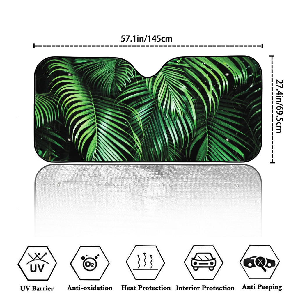 Tropical Palm Leaf Print Car Windshield Sun Shade