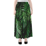 Tropical Palm Leaf Print Chiffon Maxi Skirt