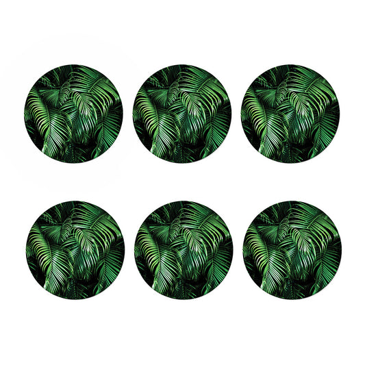 Tropical Palm Leaf Print Coaster Set