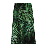 Tropical Palm Leaf Print Cotton Front Slit Maxi Skirt