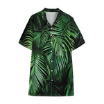 Tropical Palm Leaf Print Cotton Hawaiian Shirt