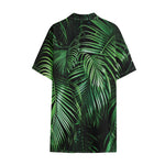Tropical Palm Leaf Print Cotton Hawaiian Shirt