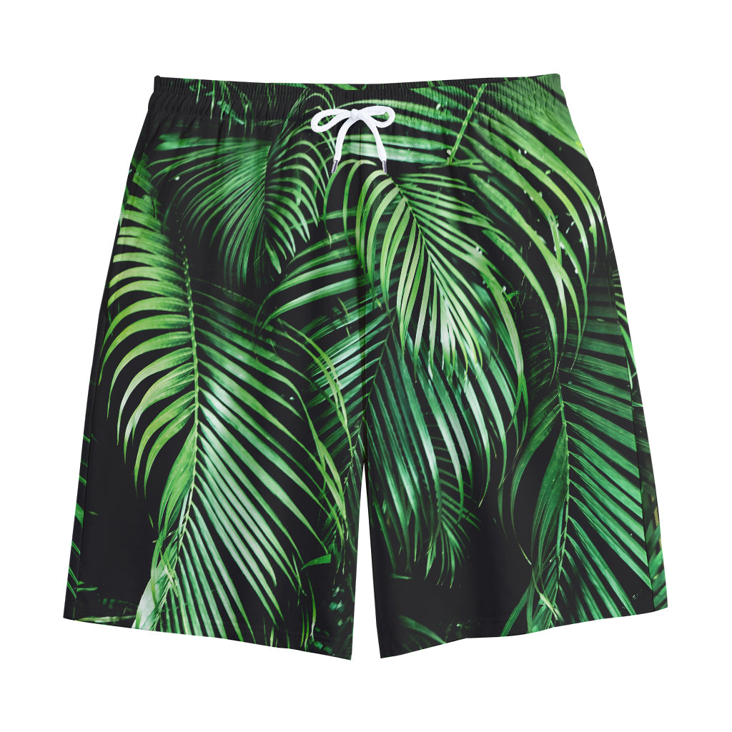 Tropical Palm Leaf Print Cotton Shorts