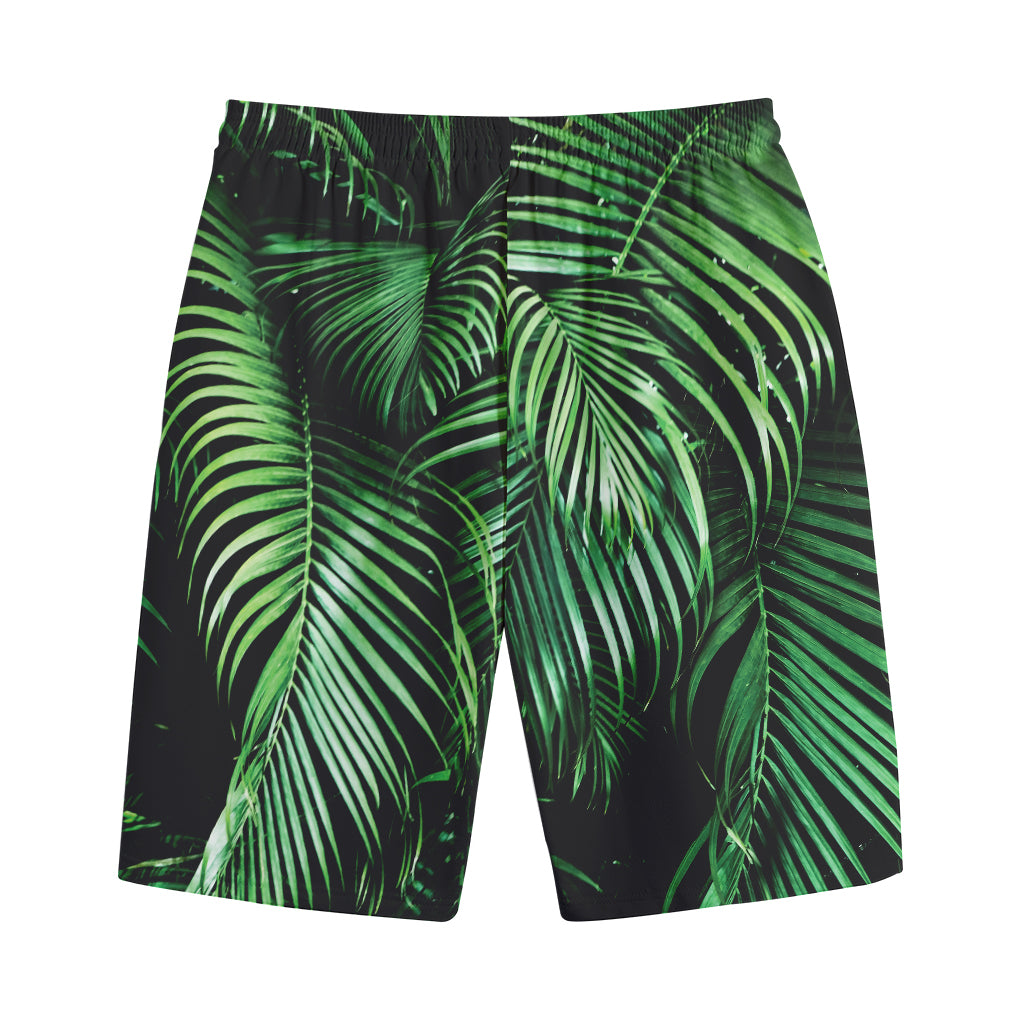 Tropical Palm Leaf Print Cotton Shorts