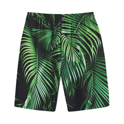 Tropical Palm Leaf Print Cotton Shorts