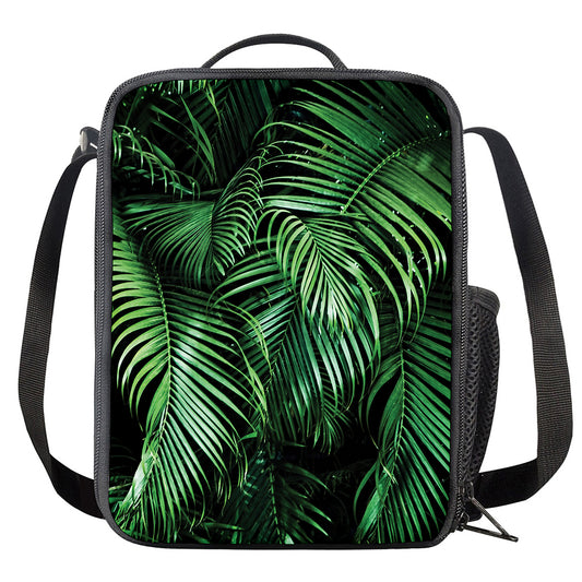 Tropical Palm Leaf Print Crossbody Lunch Bag