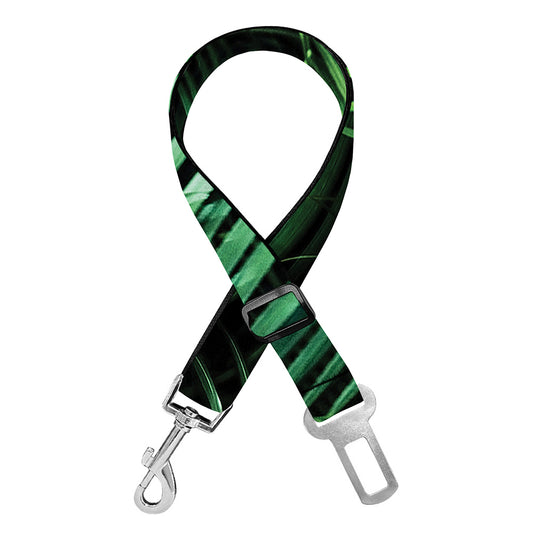 Tropical Palm Leaf Print Dog Seat Belt