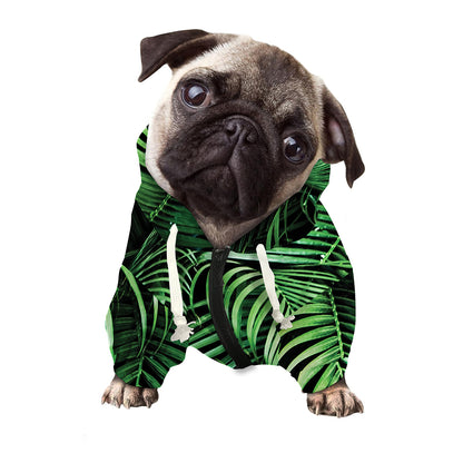 Tropical Palm Leaf Print Dog Zip Up Hoodie