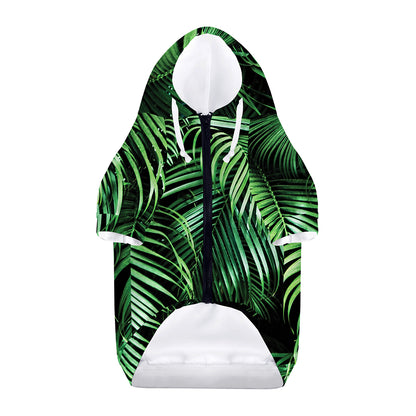 Tropical Palm Leaf Print Dog Zip Up Hoodie