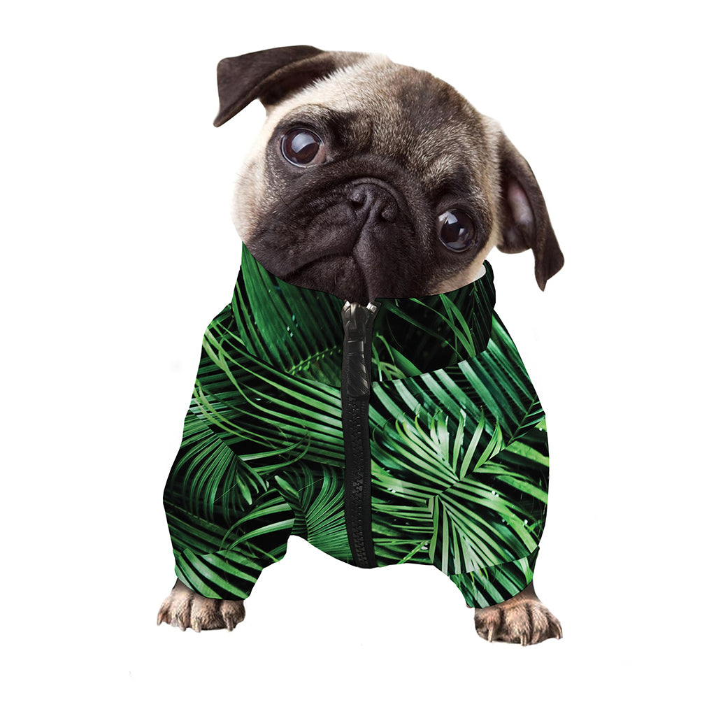 Tropical Palm Leaf Print Dog Zip Up Jacket