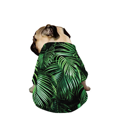 Tropical Palm Leaf Print Dog Zip Up Jacket