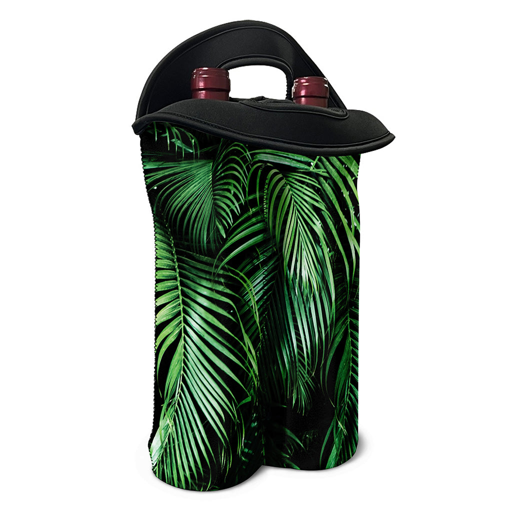 Tropical Palm Leaf Print Double Neoprene Wine Tote