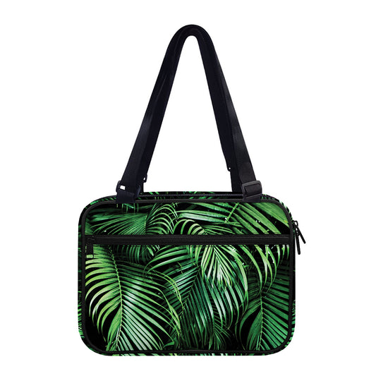Tropical Palm Leaf Print Double Strap Bible Bag