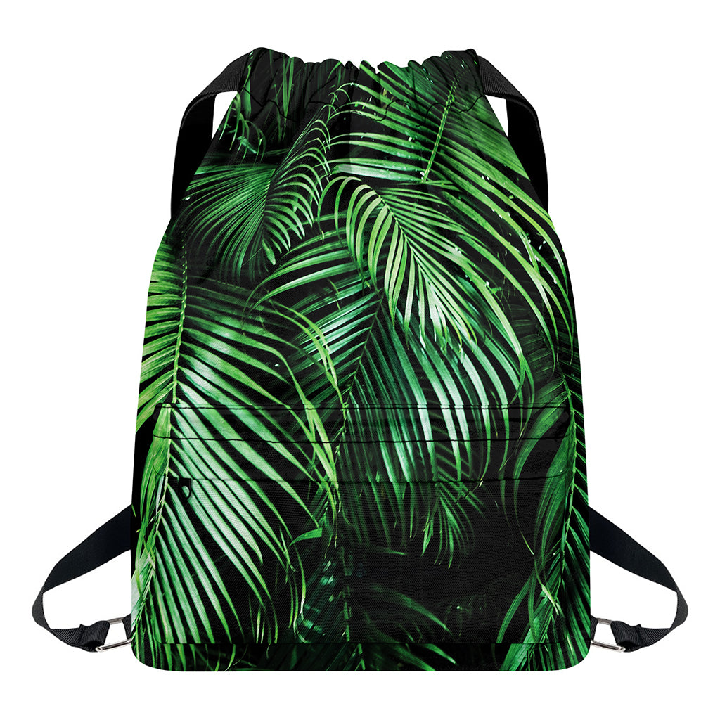 Tropical Palm Leaf Print Drawstring Backpack