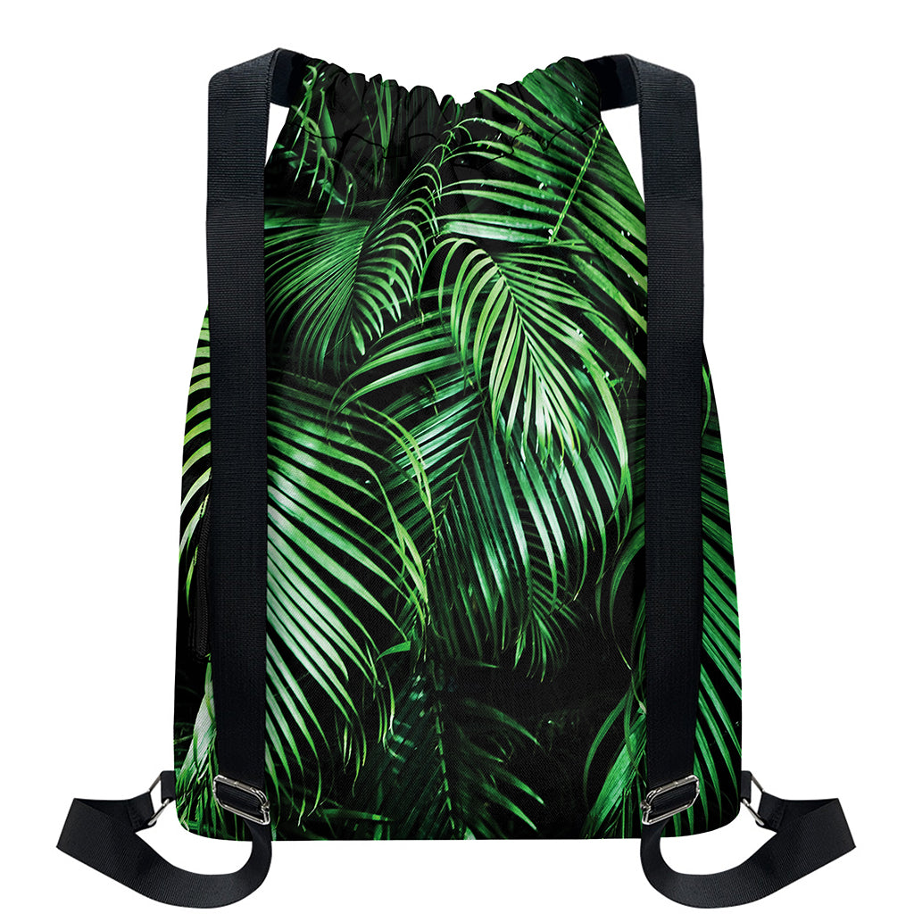 Tropical Palm Leaf Print Drawstring Backpack