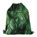 Tropical Palm Leaf Print Drawstring Bag