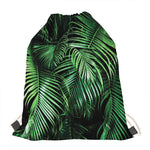 Tropical Palm Leaf Print Drawstring Bag