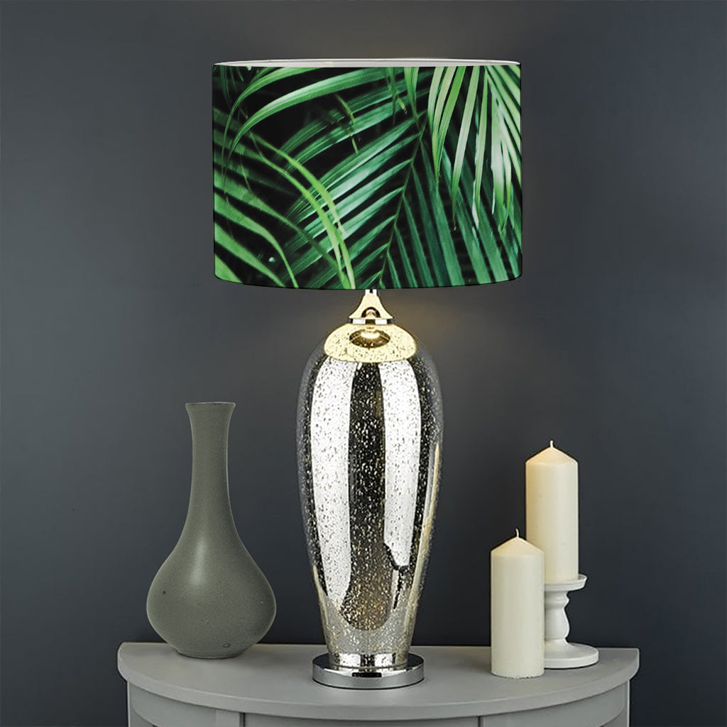 Tropical Palm Leaf Print Drum Lamp Shade
