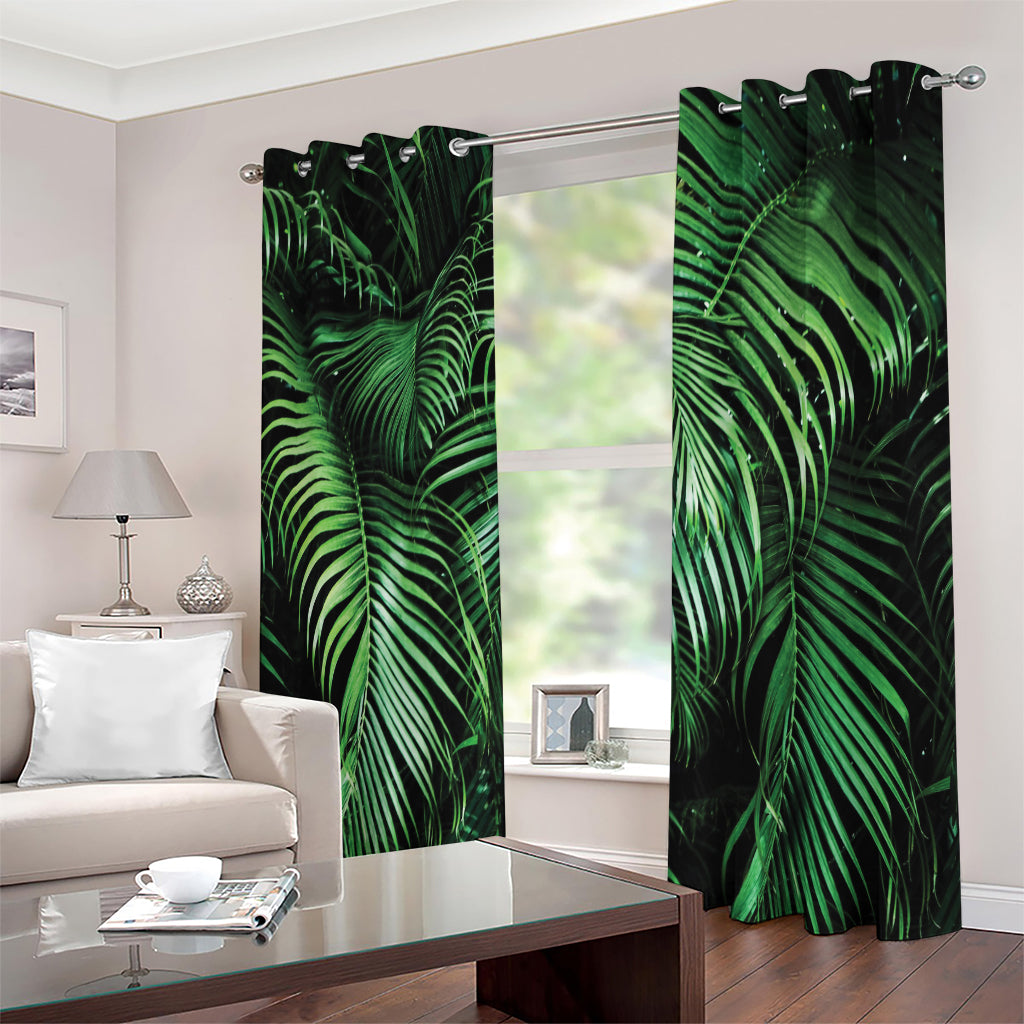 Tropical Palm Leaf Print Extra Wide Grommet Curtains