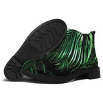 Tropical Palm Leaf Print Flat Ankle Boots