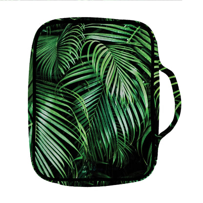 Tropical Palm Leaf Print Front Pocket Bible Bag