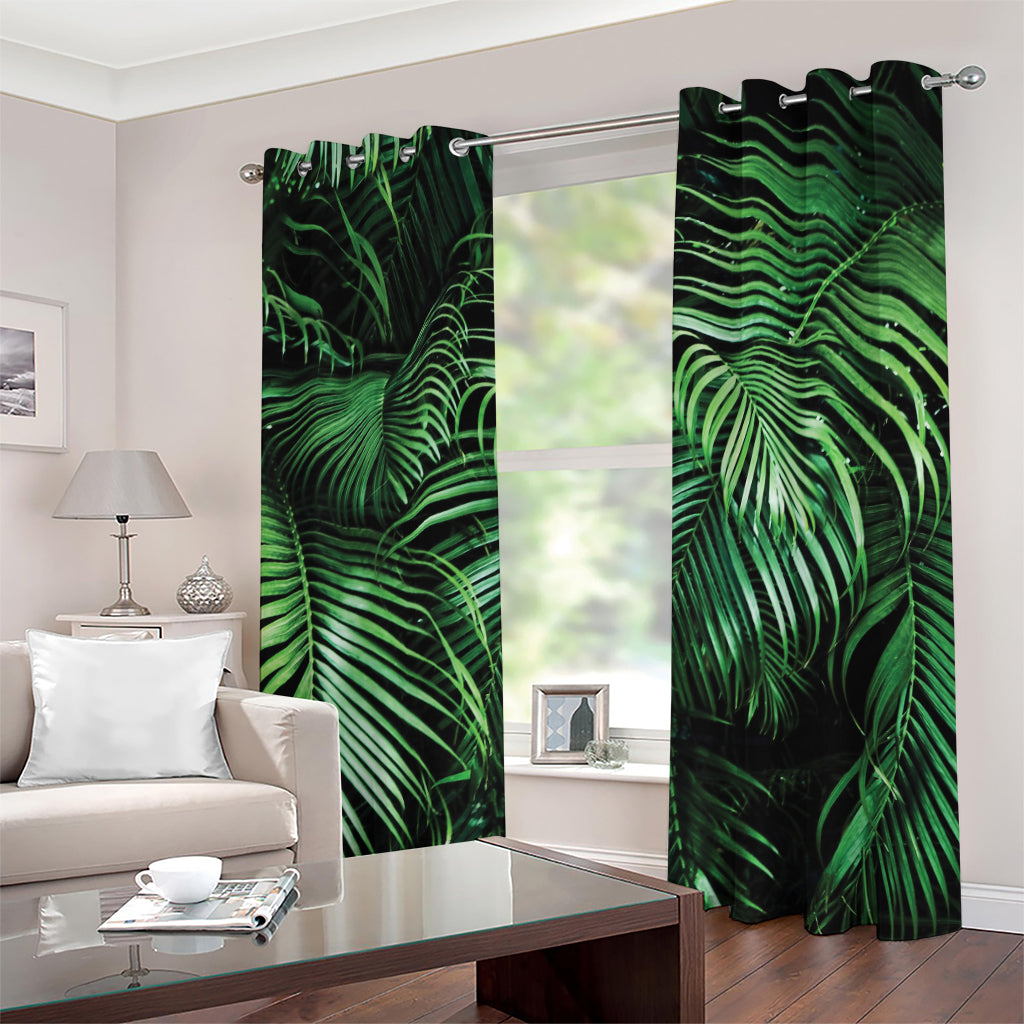 Tropical Palm Leaf Print Grommet Curtains
