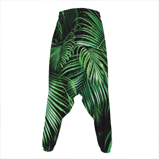 Tropical Palm Leaf Print Hammer Pants