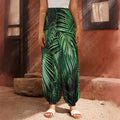 Tropical Palm Leaf Print Harem Pants