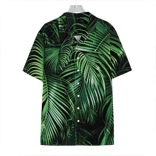 Tropical Palm Leaf Print Hawaiian Shirt