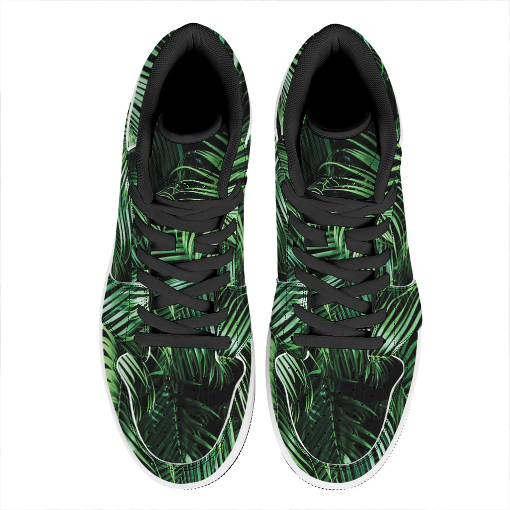 Tropical Palm Leaf Print High Top Leather Sneakers