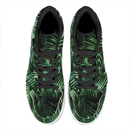 Tropical Palm Leaf Print High Top Leather Sneakers