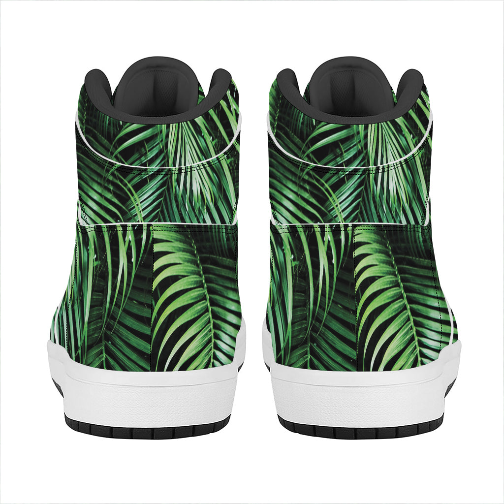 Tropical Palm Leaf Print High Top Leather Sneakers