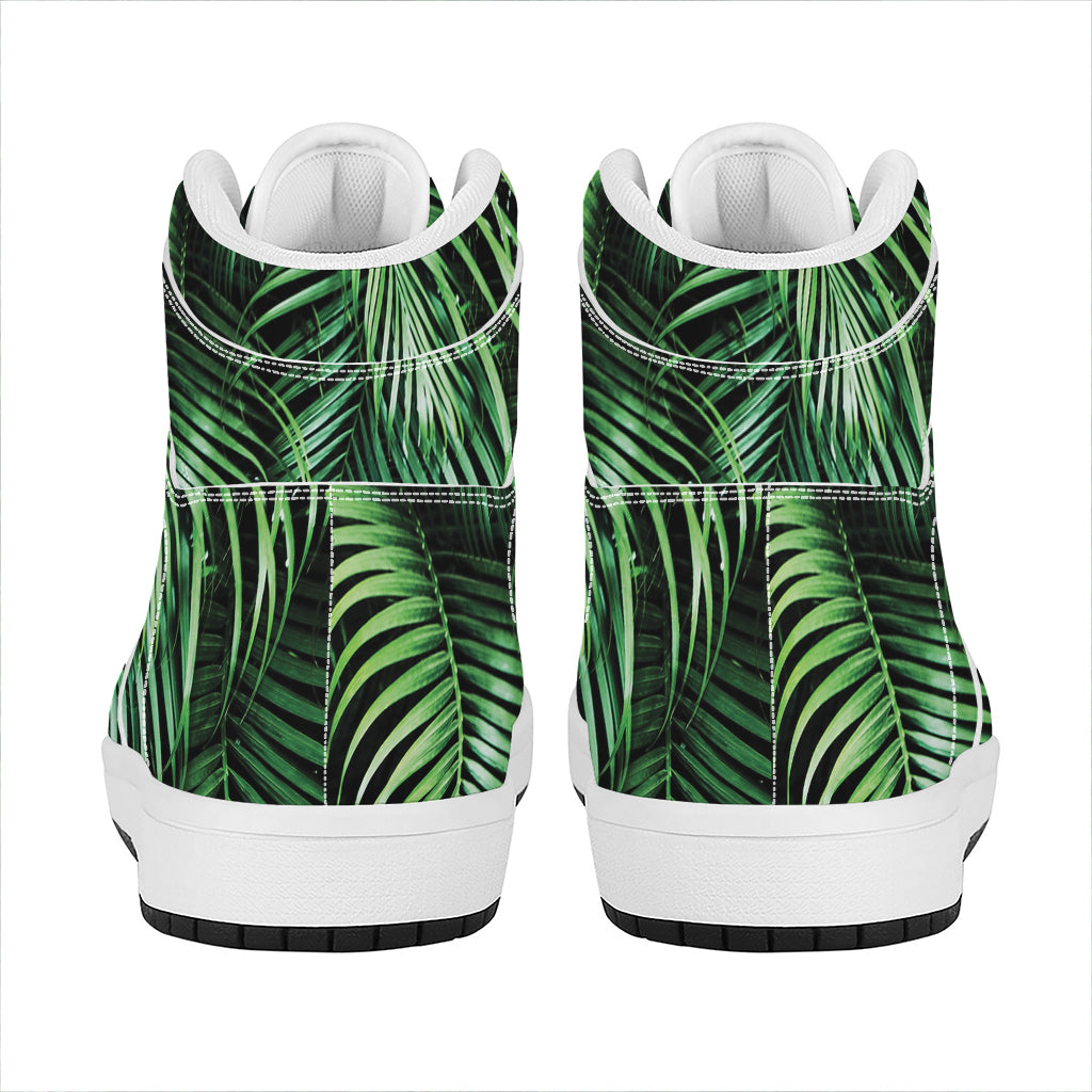 Tropical Palm Leaf Print High Top Leather Sneakers