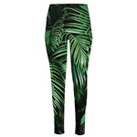 Tropical Palm Leaf Print High-Waisted Pocket Leggings