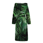 Tropical Palm Leaf Print Hooded Bathrobe
