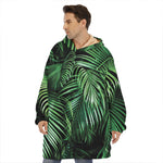 Tropical Palm Leaf Print Hoodie Blanket