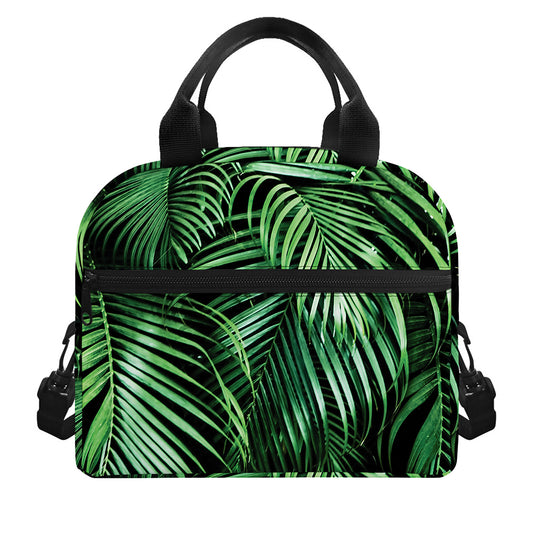 Tropical Palm Leaf Print Insulated Lunch Bag