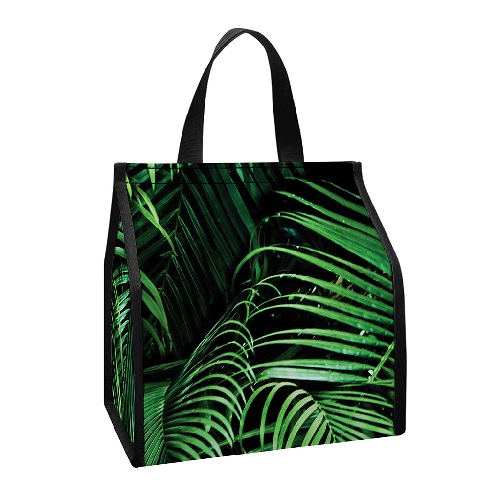 Tropical Palm Leaf Print Insulated Lunch Tote