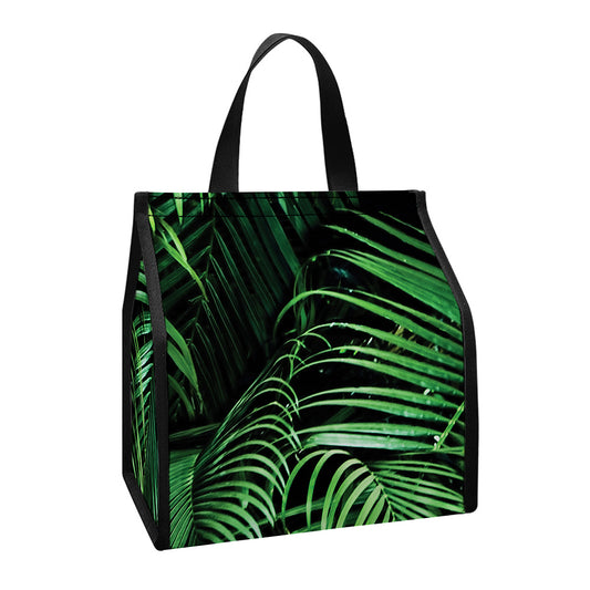 Tropical Palm Leaf Print Insulated Lunch Tote