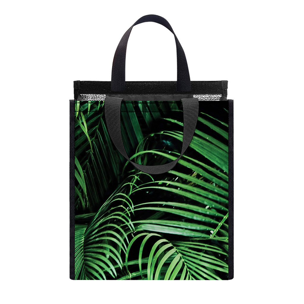 Tropical Palm Leaf Print Insulated Lunch Tote
